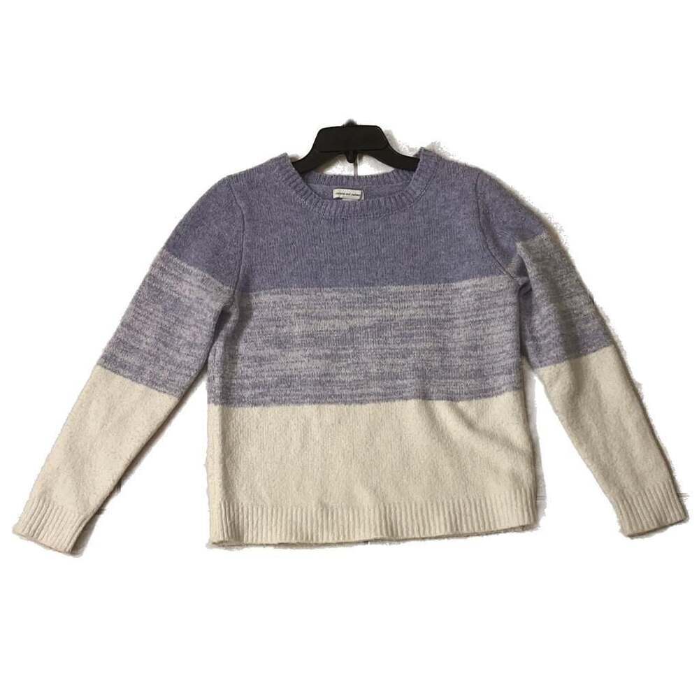 cupcakes & cashmere Soft Color Block Ombré Crewneck Sweater Purple and White - Picture 8 of 8